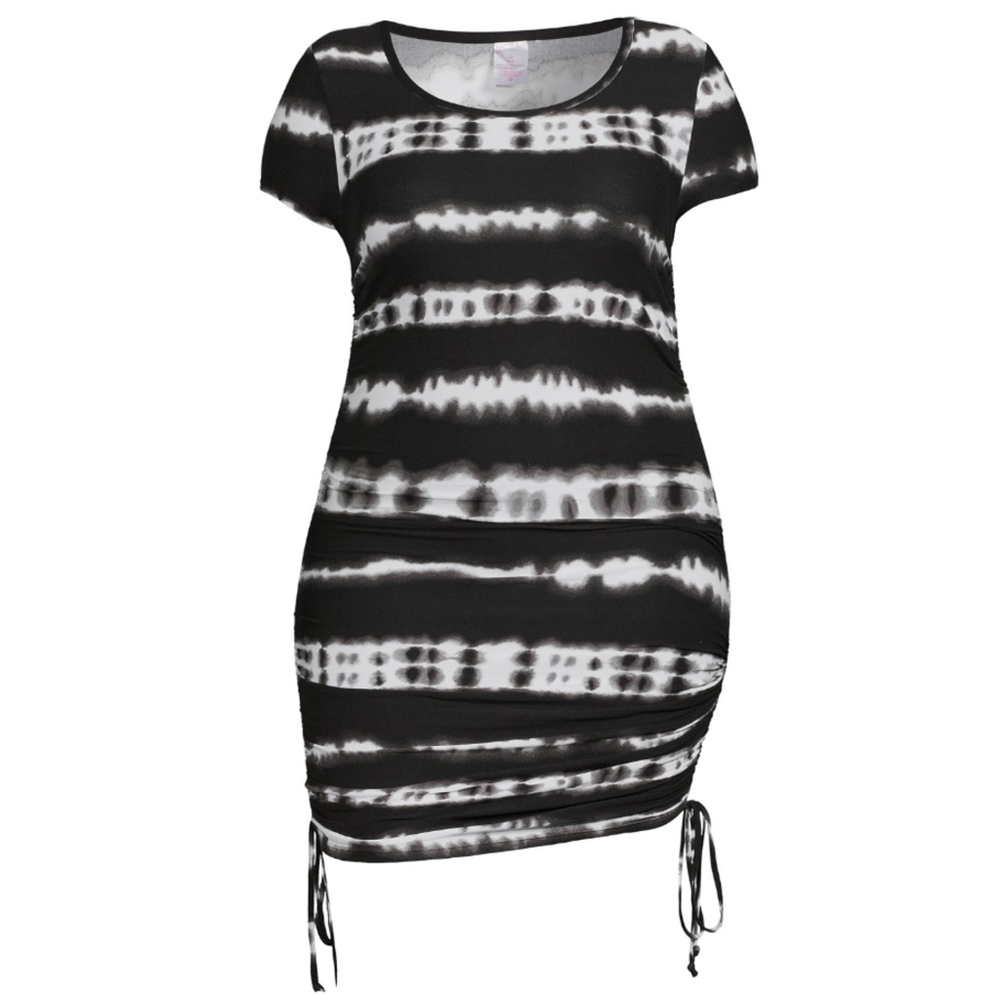 Jr. Plus size drawstring short sleeve bodycon dress with face mask